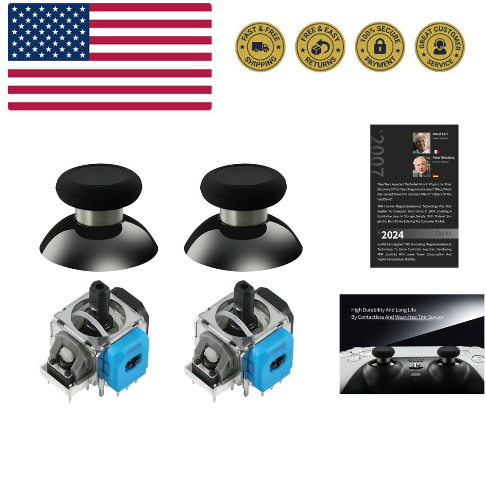 TMR Magnetic Joystick Replacement Kit for PS4 DualShock Controller,Anti-Drift...