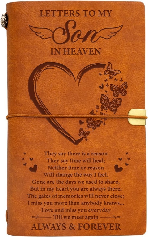 Letter to Son in Heaven Leather Journal,Memorial Gifts for Loss of Son,Loss o...