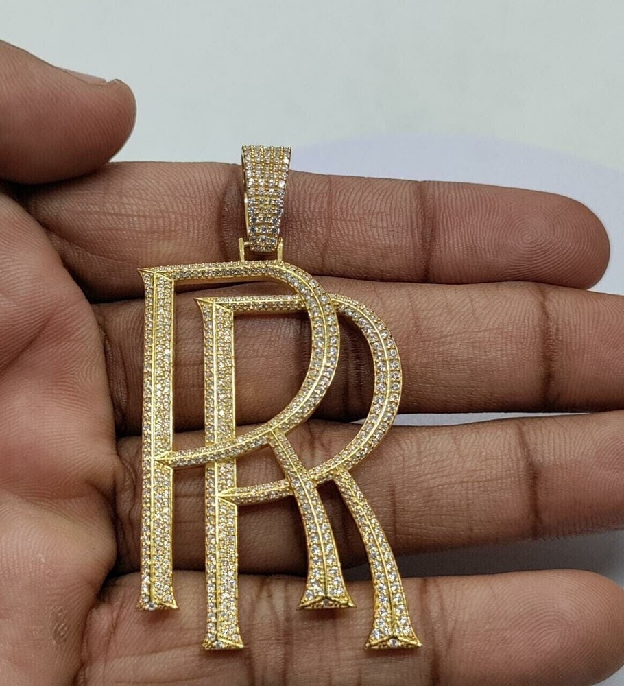 2Ct Simulated Diamond RR Alphabet Pendant 1.5