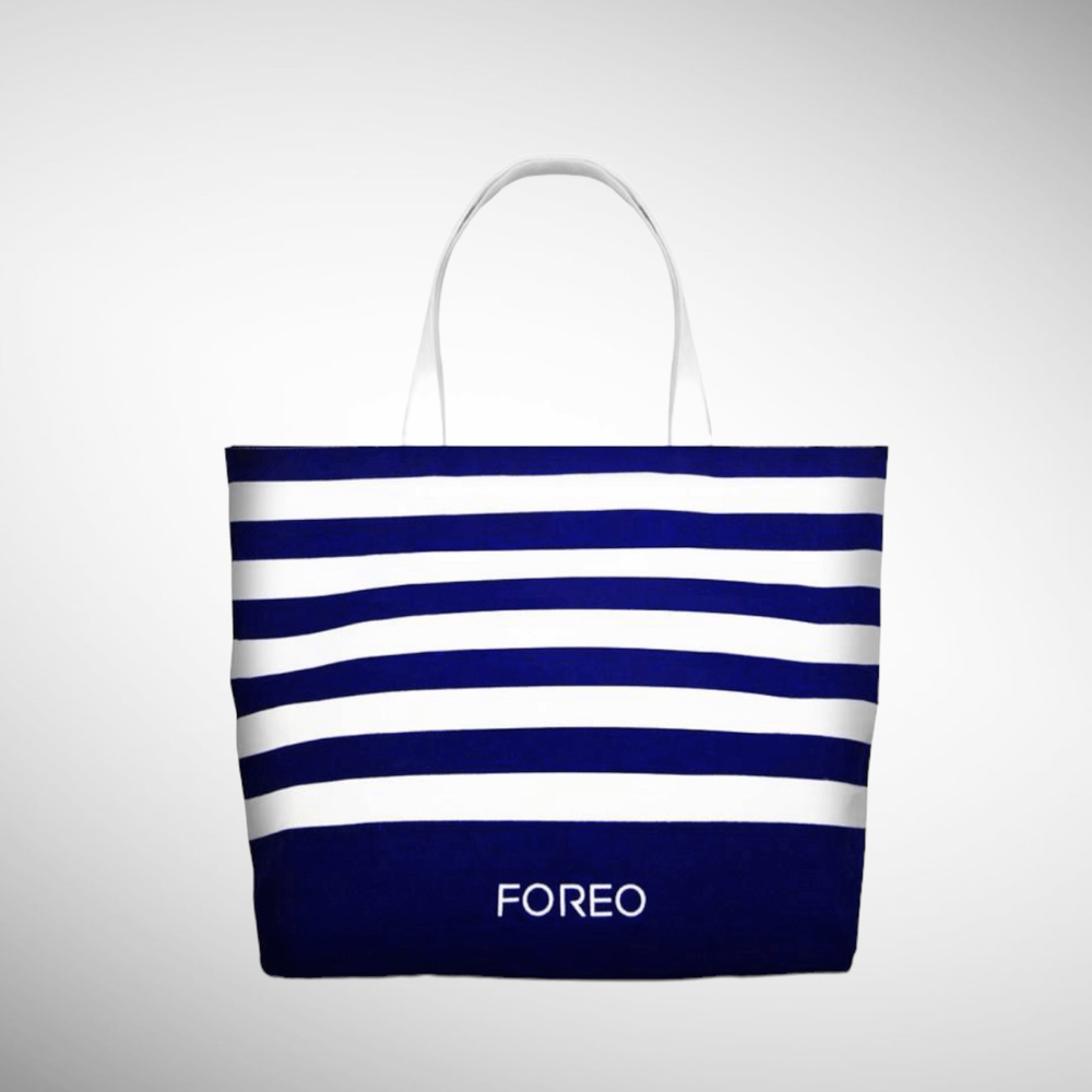 FOREO Large Canvas Tote Bag - White/Blue