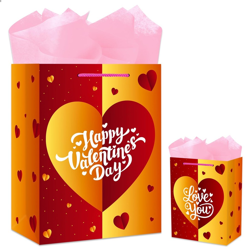 13-Inch Valentine's Day Gift Bag with Tissue - Perfect for Gifts & Treats-image