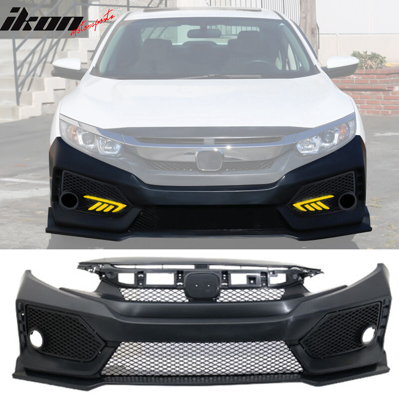 Clearance Sale Fits 16-18 Honda Civic V2 Style Front Bumper Cover Conversion PP-image