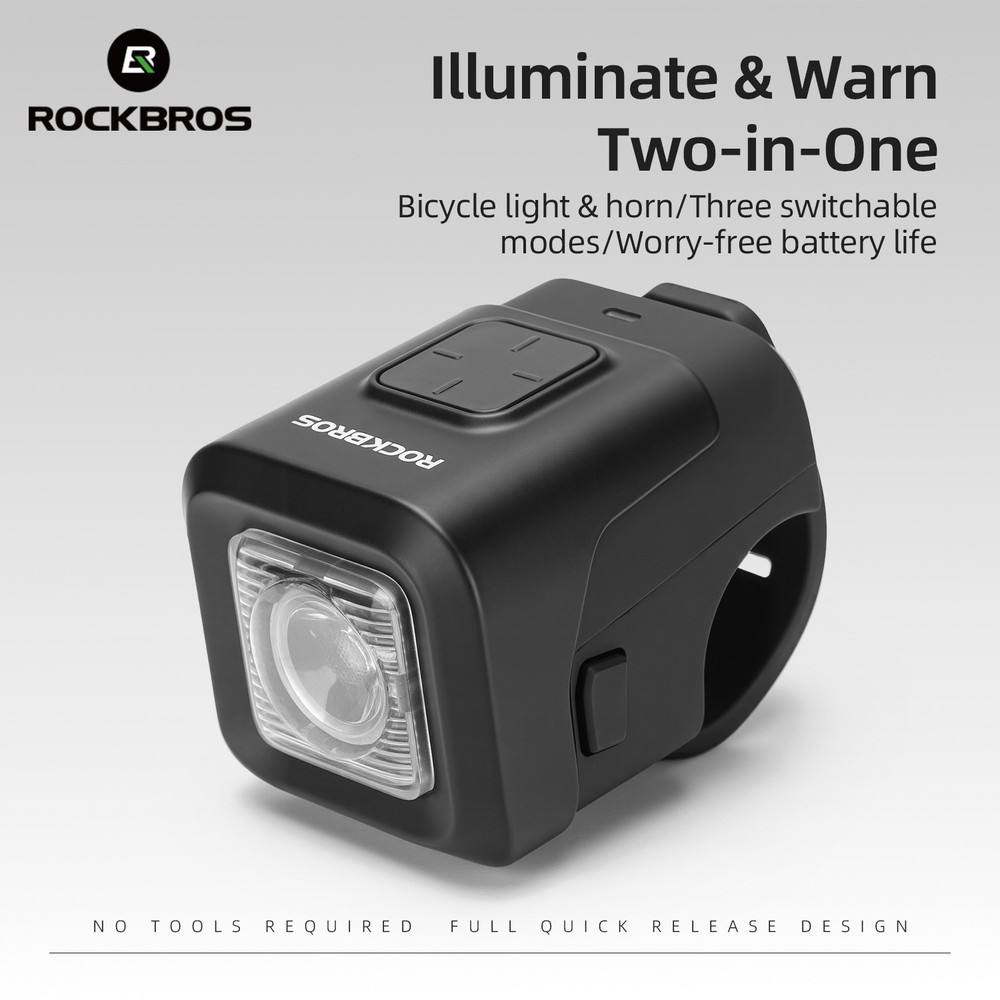 ROCKBROS Electronic Horn Front Light Bike Headlight &Horn Waterproof Intelligent