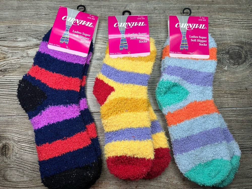 Ladies Super Soft Slipper Fuzzy Socks Fun Prints Warm one size Brand New