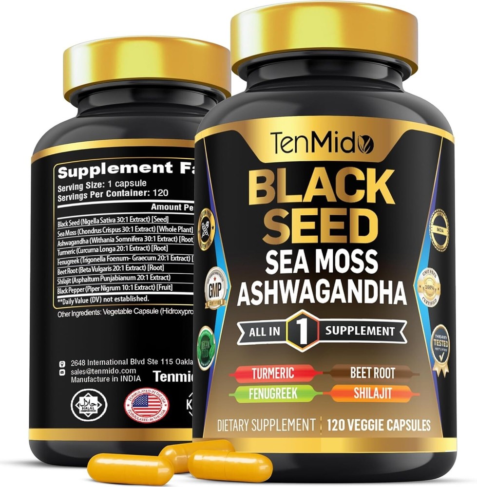 Organic Black Seed Supplement - 8in1 Formula - Combine with Sea Moss, Ashwagandh