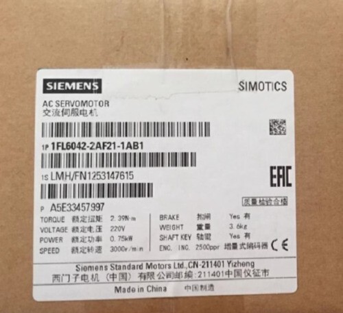 1FL6042-2AF21-1AB1 New Siemens AC Servo Motor Converter 1FL6042-2AF21-1AB1 IPCS