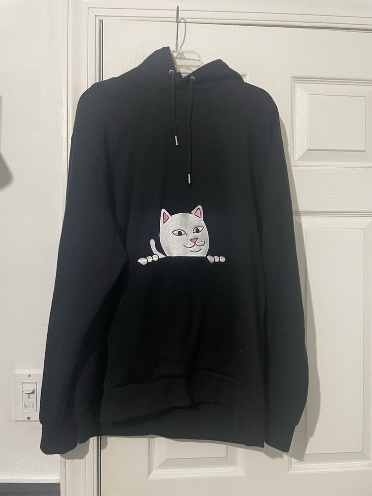 RIPNDIP Embroidered Peak A Nerm Cat Large L Men’s Pullover Hoodie