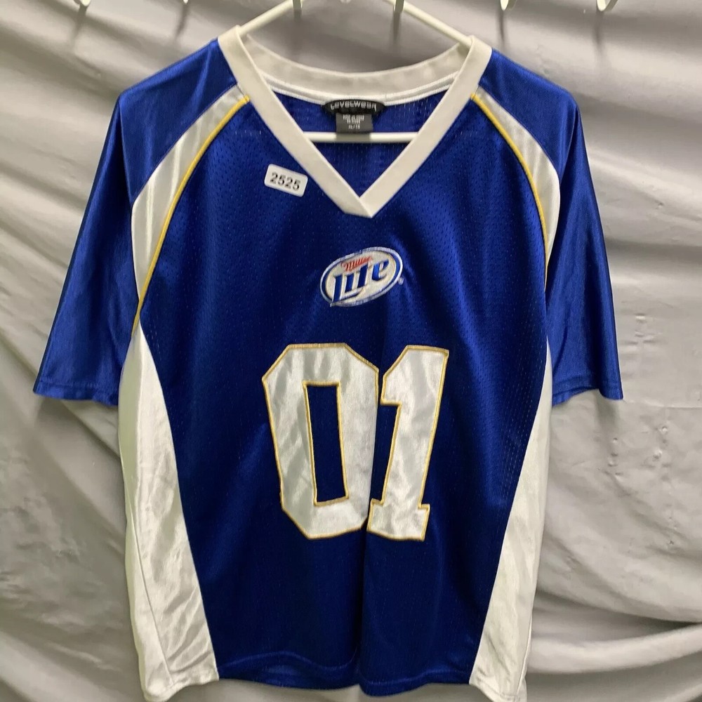 Miller Lite Jersey Adult Extra Large Blue Short Sleeve 01 Alcohol Beer Men’s