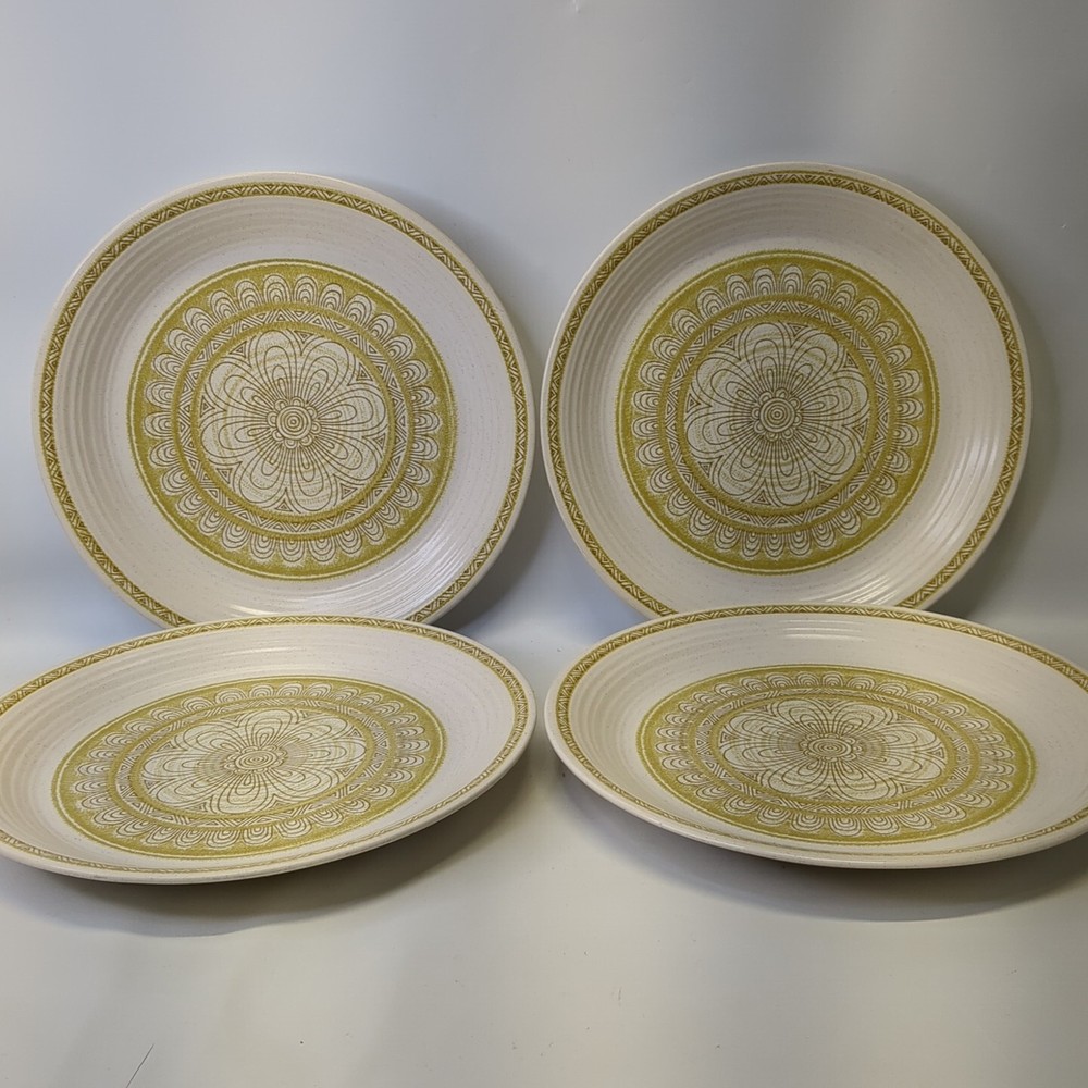 Frandiscan Hacienda Dinner Plates Vintage Green Lot Of 4