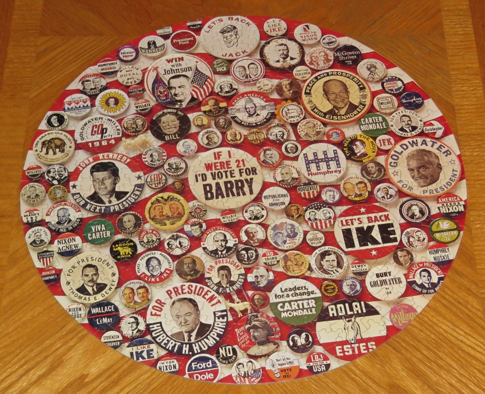 Vintage 1980 Eaton Puzzle Peoples Choice Presidential Campaign Buttons Assembled