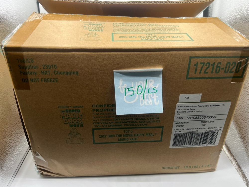 2022 Nintendo McDonald's Mario Kart Happy Meal Toy #5 Mario  WHOLE CASE Of 150