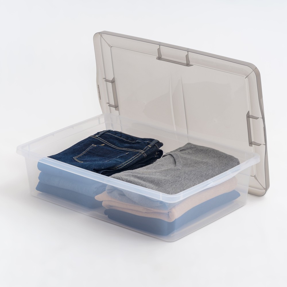 28 Qt Clear Underbed Storage Bins with Lids - Stackable Organizers 6 Pack