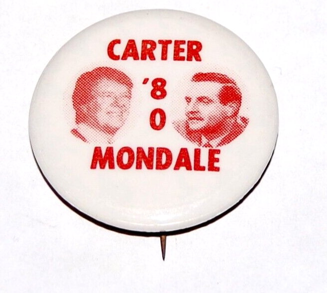1980 JIMMY CARTER WALTER MONDALE campaign pin pinback button political president