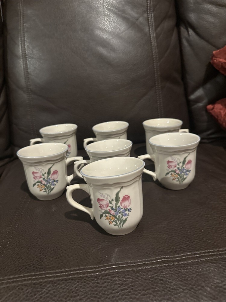 Lafayette by Gibson Tulip Floral Teacups / Coffee (Set of 7)
