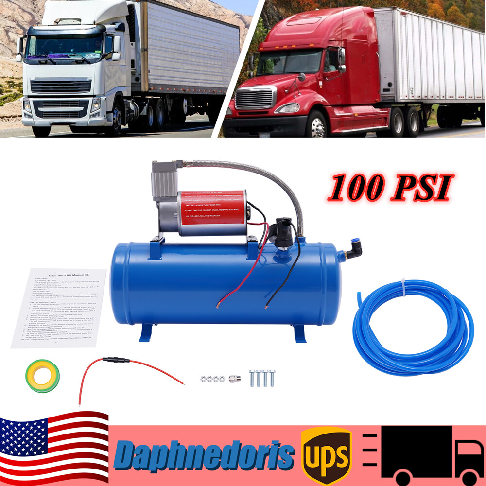100PSI DC On Board Air Compressor with 6L Tank For Train Horns Motorhome Tires