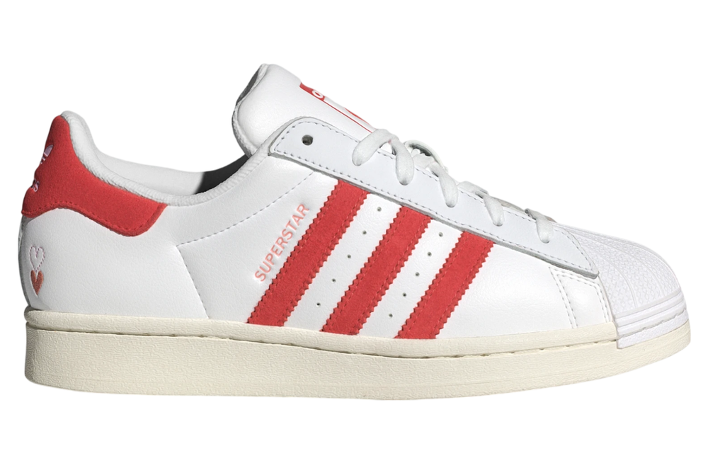 $100 adidas Superstar Valentine’s Day 2024 | CloudWhite/BrightRed/WonderClay | 9