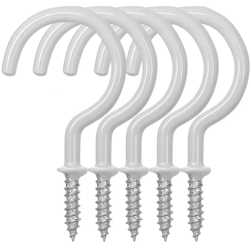 25 Pack Cup Hook Ceiling Hooks 2.9 Inches Vinyl Coated Screw Hanger For Indoor A