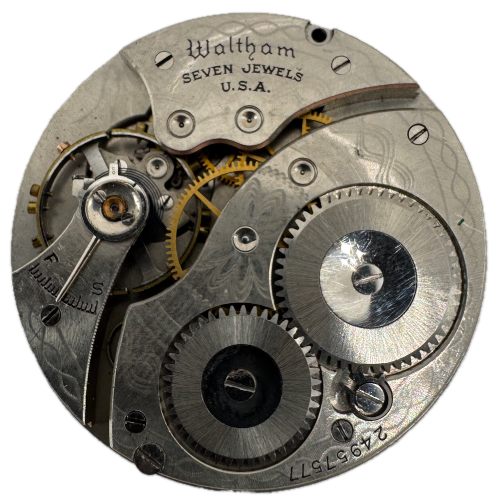Antique 12s 1925 Waltham 7 Jewel Mechanical Pocket Watch Movement 220 USA