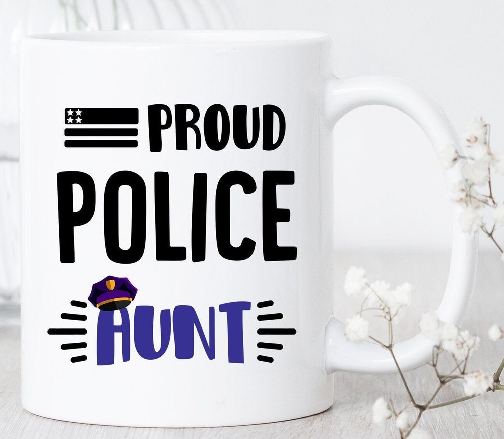 Proud Police Aunt Coffee Mug Gift for Law Enforcement Relatives  