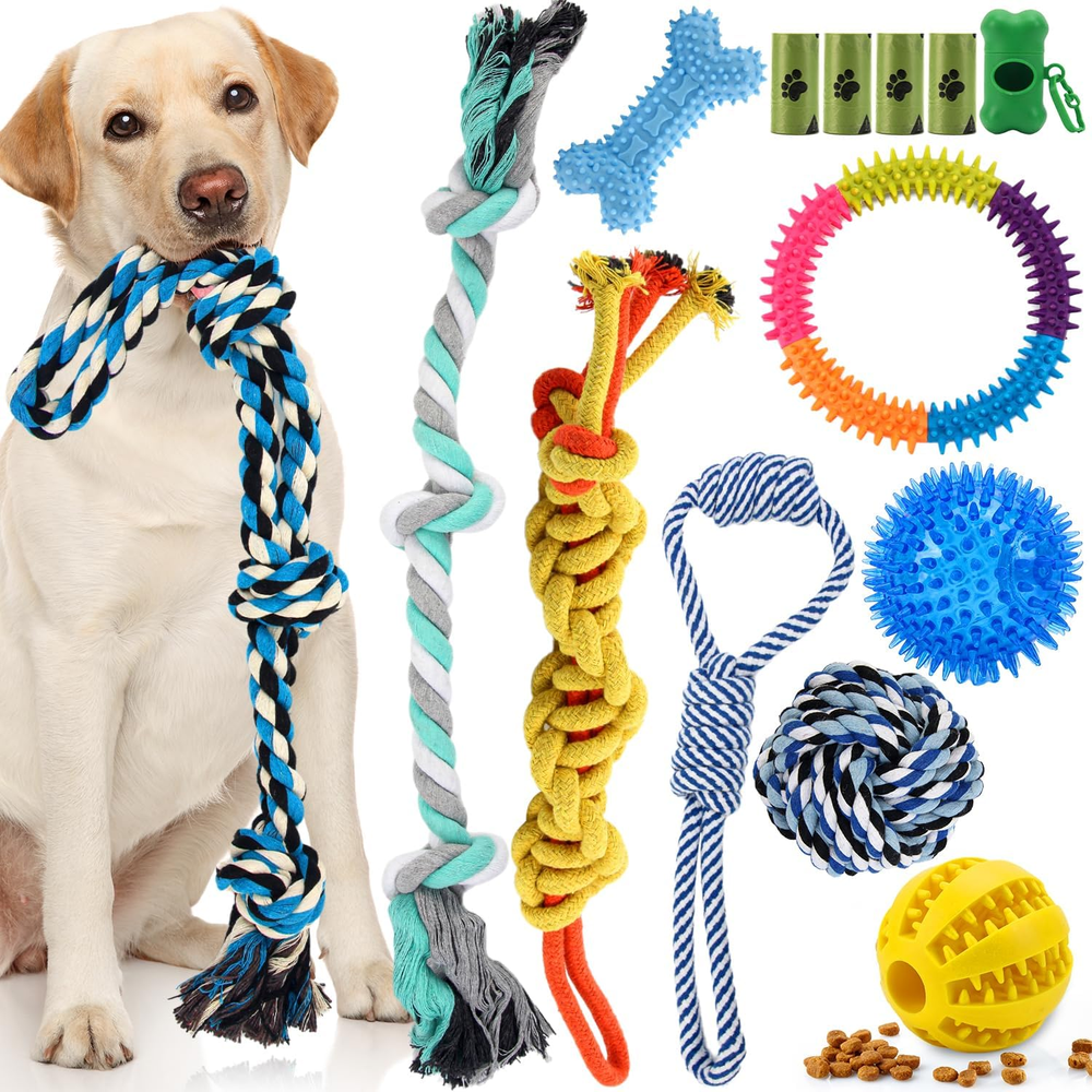 14 Pack Dog Toys Aggressive Chewers Interactive Puppy Toys Starter Kit Dispenser