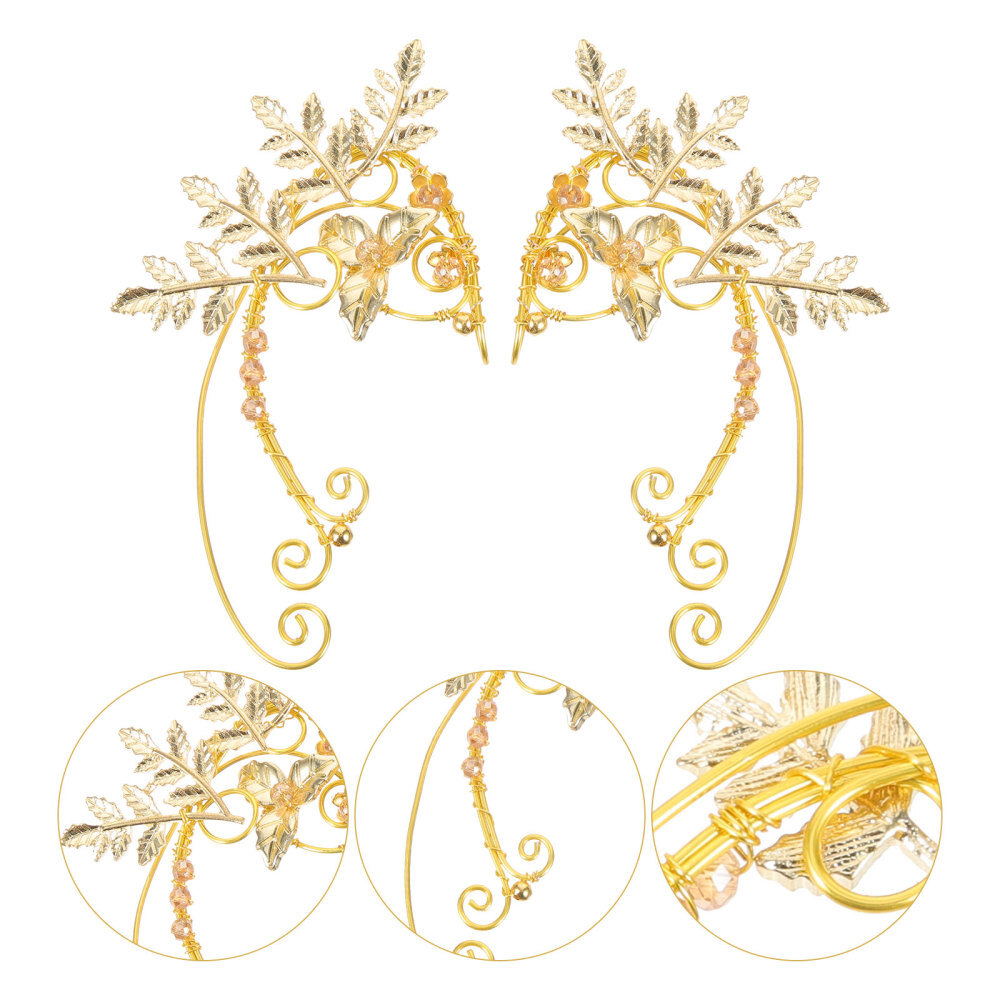 1 Pair Leaf Elf Ear Cuffs Non-pierced Clip Earrings Ears Jewelry for Women USA