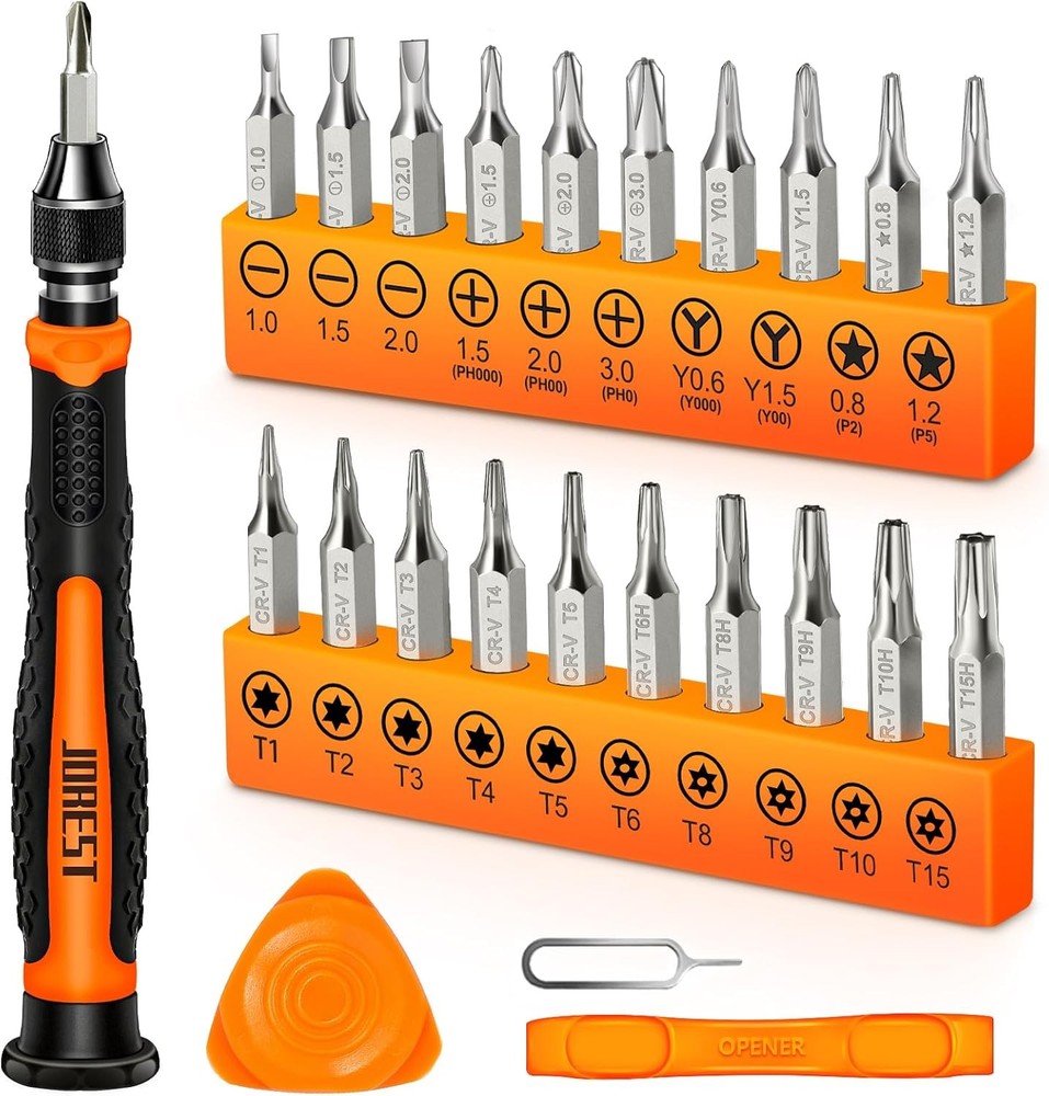 24Pcs JOREST Precision Screwdriver Set with Torx T5 T6 T8 T9 in Colorful Case