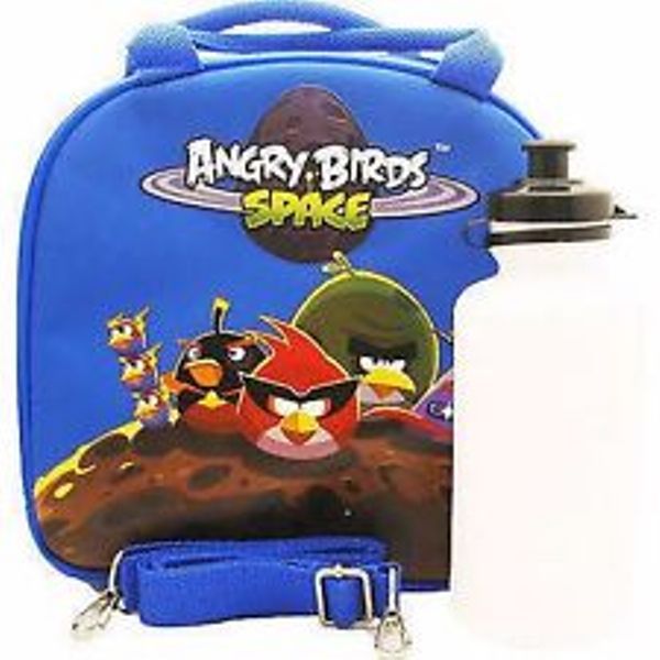 Back To School Angry Birds Space Lunch Box Blue Bag With Water Bottle & Strap-image