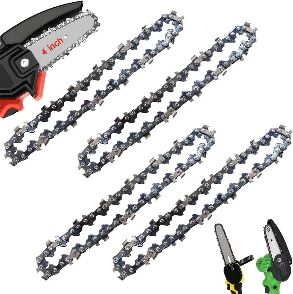 4PCS 4 Inch Mini Chainsaw Chain 1/4 Inch Replacement Guide Bar Chain for Cordless Saws