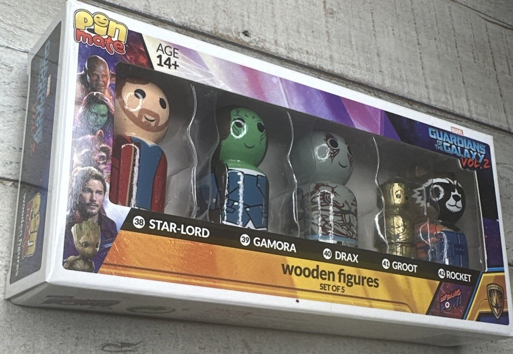 Marvel Guardianes de la Galaxia Vol. Paquete de 5 estatuillas de madera Pin Mate