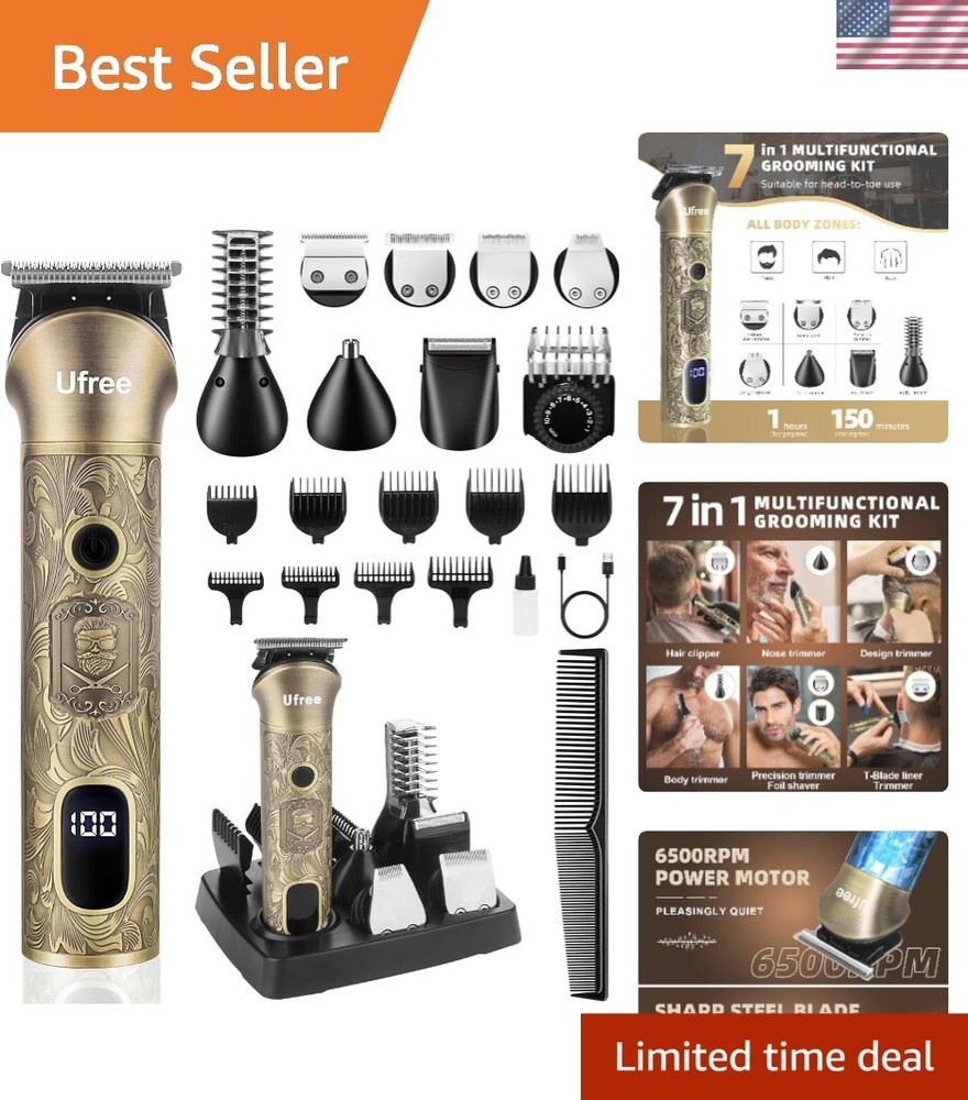 Rechargeable Electric Shaving Kit for Men: 7-in-1 Mustache & Beard Grooming