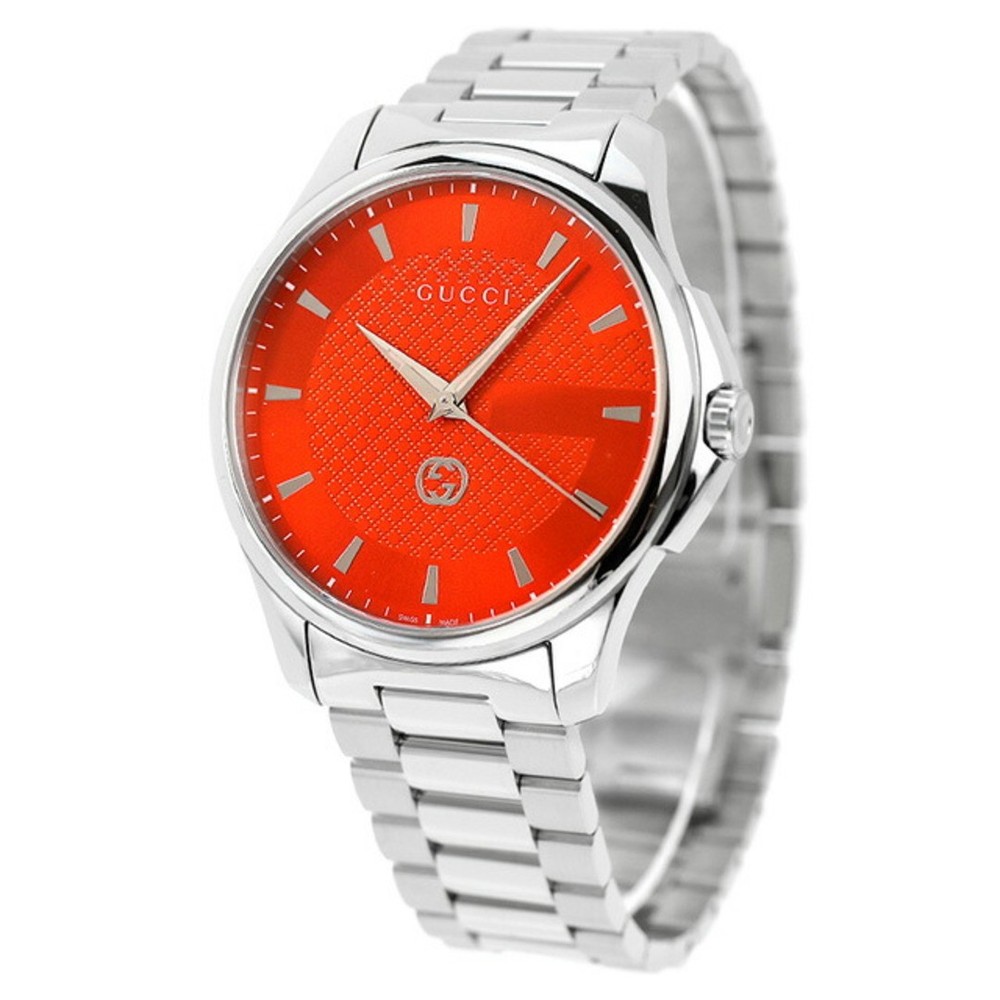 GUCCI YA126370 G Timeless Orange Silver Mens Quartz Watch