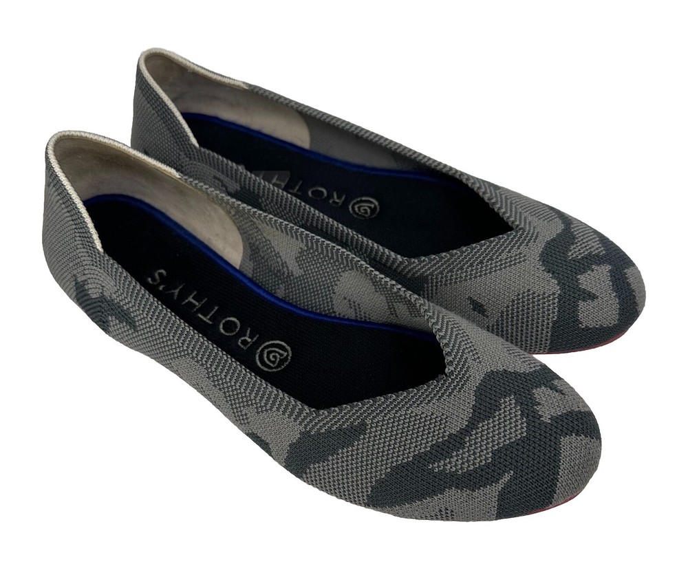 Rothy’s The Loafer Round Toe Flats Grey Botanicamo Camo Slip-on Shoes Womens 9