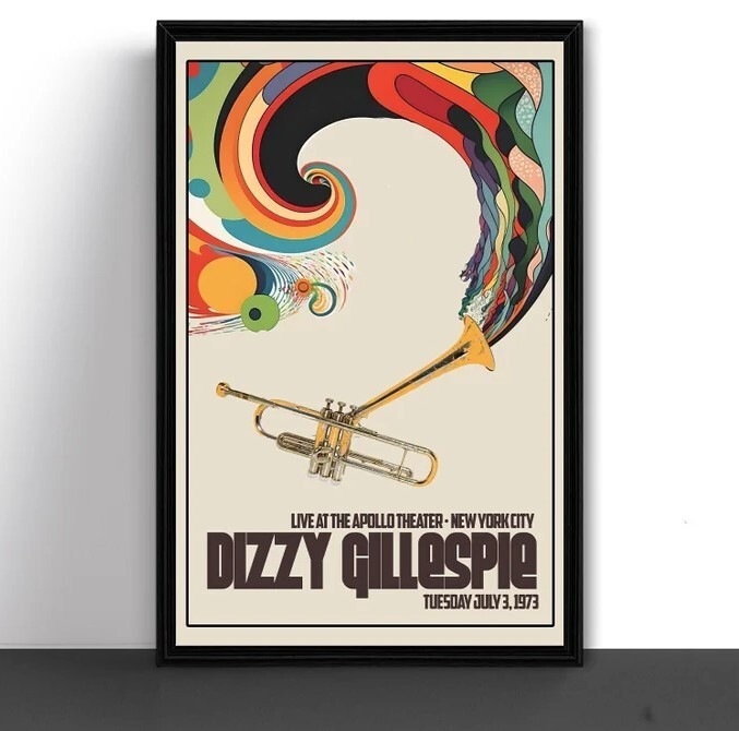 Dizzy Gillespie Concert Tour Poster Art Print Apollo Theater New York 1973