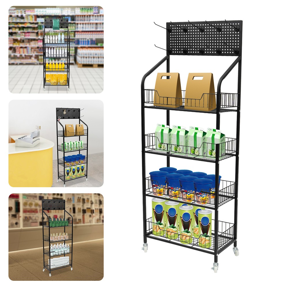4 Tier Retail Display Rack Stand Snack Candy Display Organizer Snack Rack New