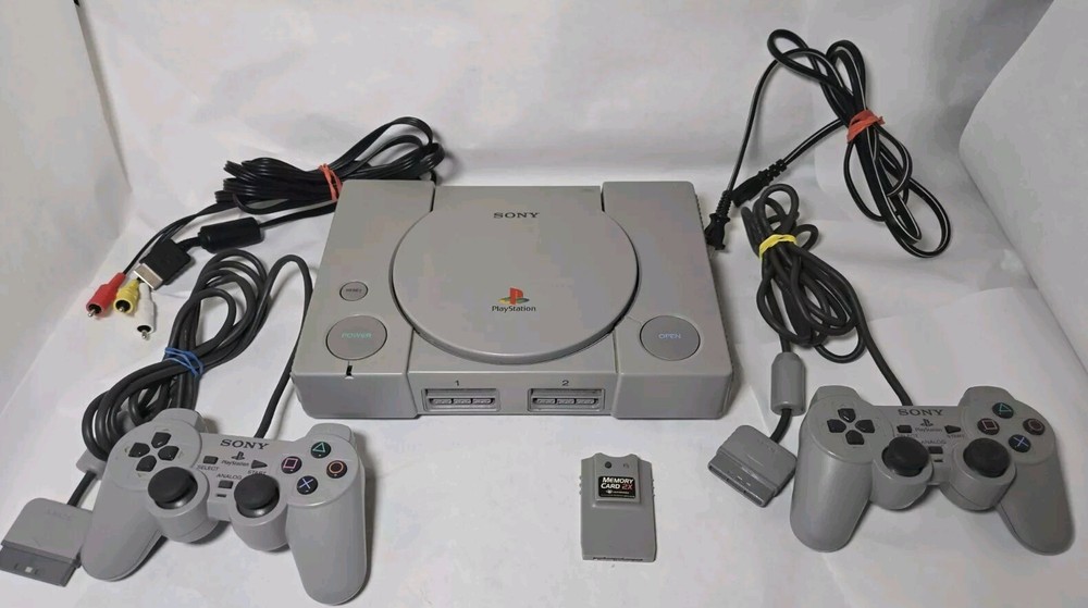 Sony PS1 Console with 2 OEM Controllers and Cords Fully Tested