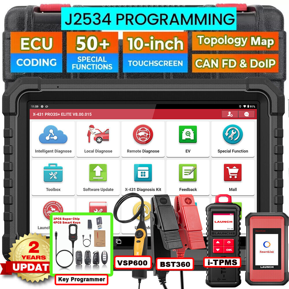 LAUNCH X431 PRO3 V+ Elite PRO5 OBD2 Car Truck Diagnostic Tool J2534 Programming