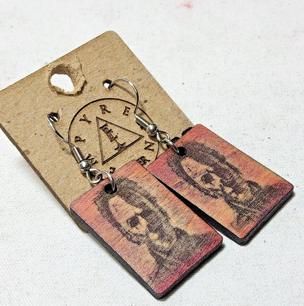 Laser engraved cut michael myers hallowen custom art earrings horror fashion