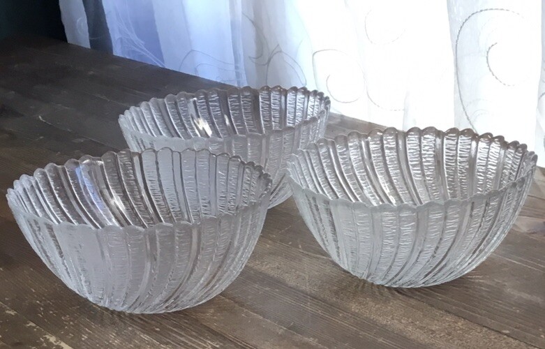 Arcoroc France Seabreeze Swirl Cereal Berry Bowls Set of 3 5.5 Inches