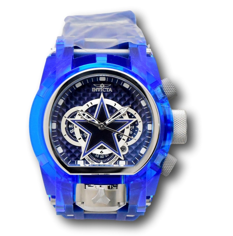 Invicta Bolt NFL Dallas Cowboys Men's 52mm Blue Dual Time Limited Watch 41538