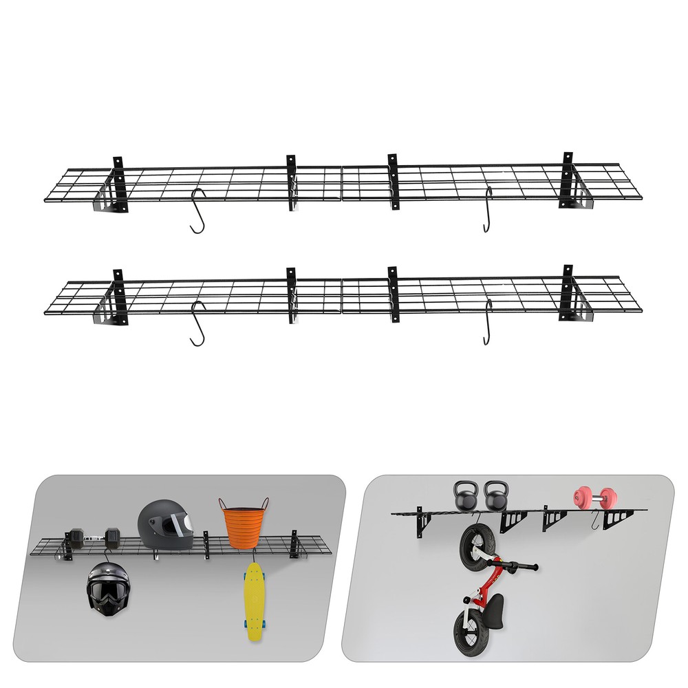 2 Heavy Duty Garage Shelves 12x72 Inch Floating Wall Storage Supports