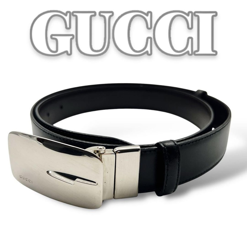 Gucci Black Leather Belt 6851 Authentic Pre-Owned Verified
