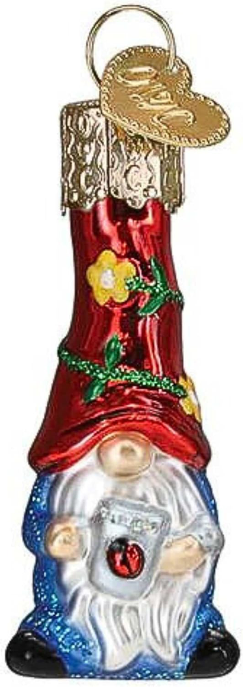 Old World Christmas Mini Garden Gnome Glass Hanging Ornament