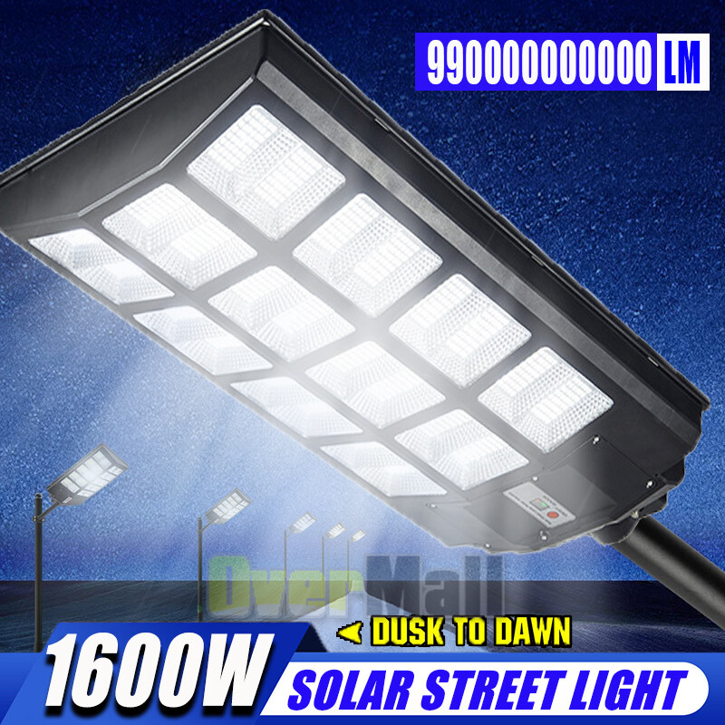 1600W Commercial Solar Street Light with Pole and Remote Control for Dusk-to-Dawn Operation