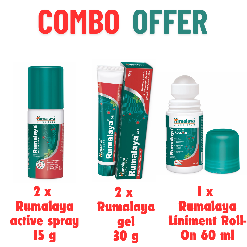 Himalaya Rumalaya spray + gel + roll-on combo for Joint Body muscle pain relief