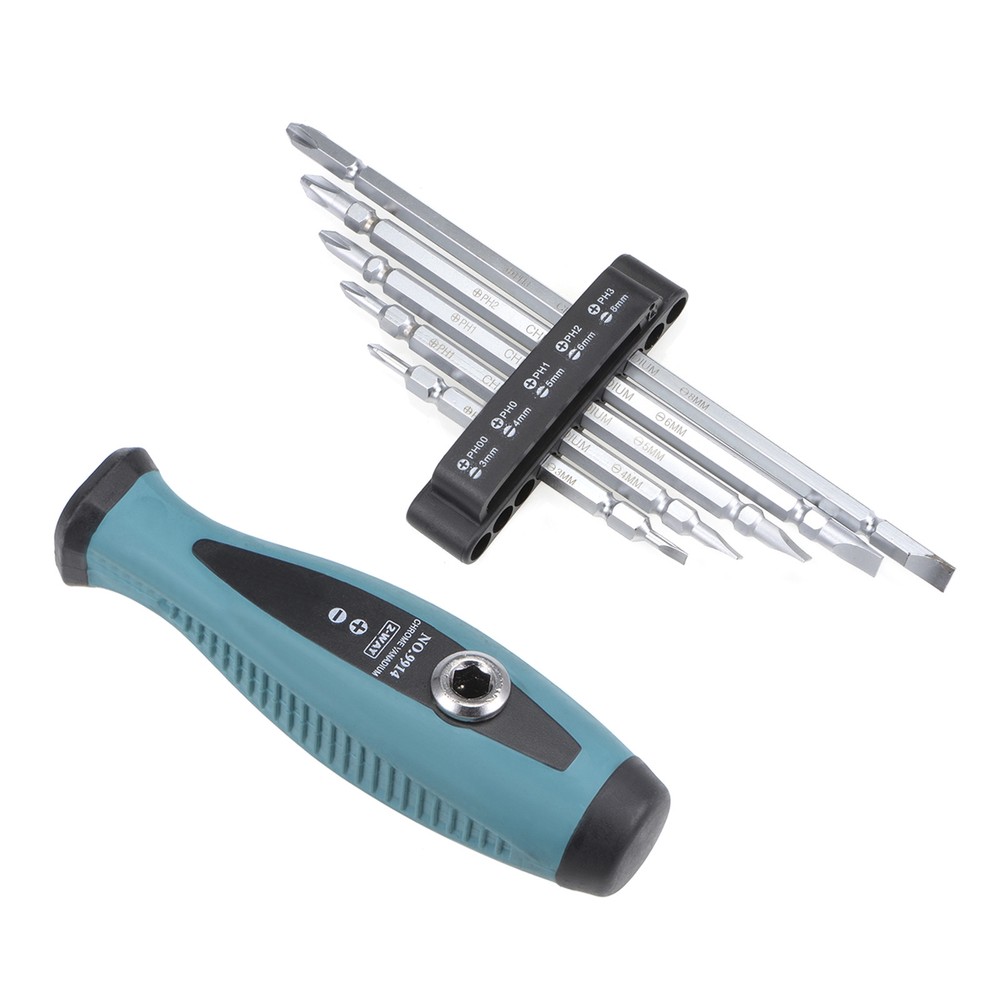 6-Piece Magnetic Screwdriver Set with Phillips and Slotted Tips PH00-PH3 SL3-SL8