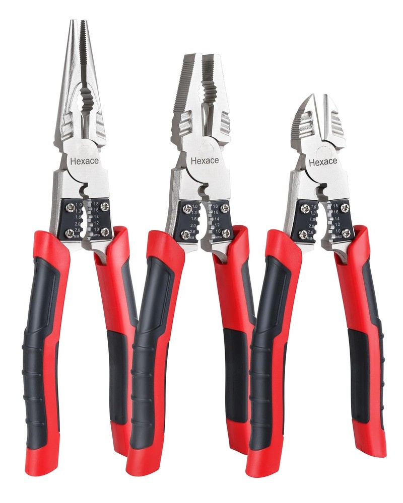 3-Piece Multi-Purpose Plier Set with 8.5-Inch Lineman and 9-Inch Needle Nose Pliers