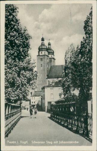 Ansichtskarte Plauen Vogtland Schwarzer Steg mit Johanniskirche  (Nr.9616)