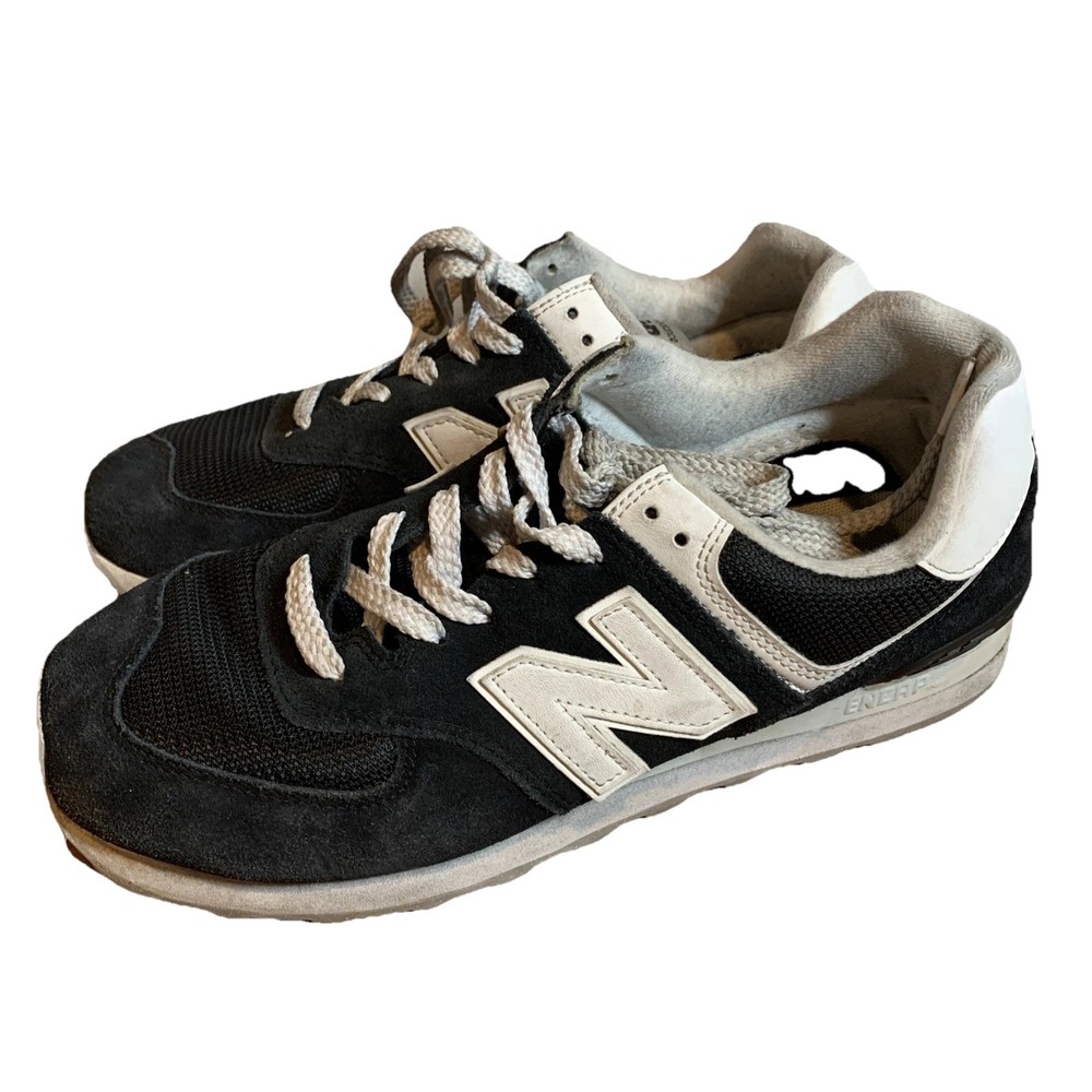 New Balance 574 Shoes Womens 10 Classic Low Top Sneakers Black Suede Lace Up