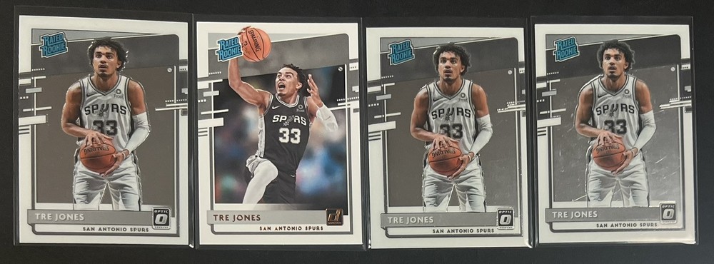 Tre Jones 2020-21 Donruss Optic & Rated Rookie Lot x4 - San Antonio Spurs