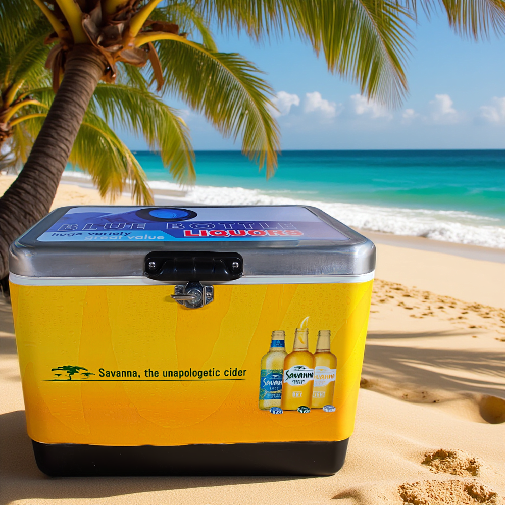 54Qt Large Capacity Heavy Duty Metal Cooler Box for Camping Fishing Pinnic BBQ